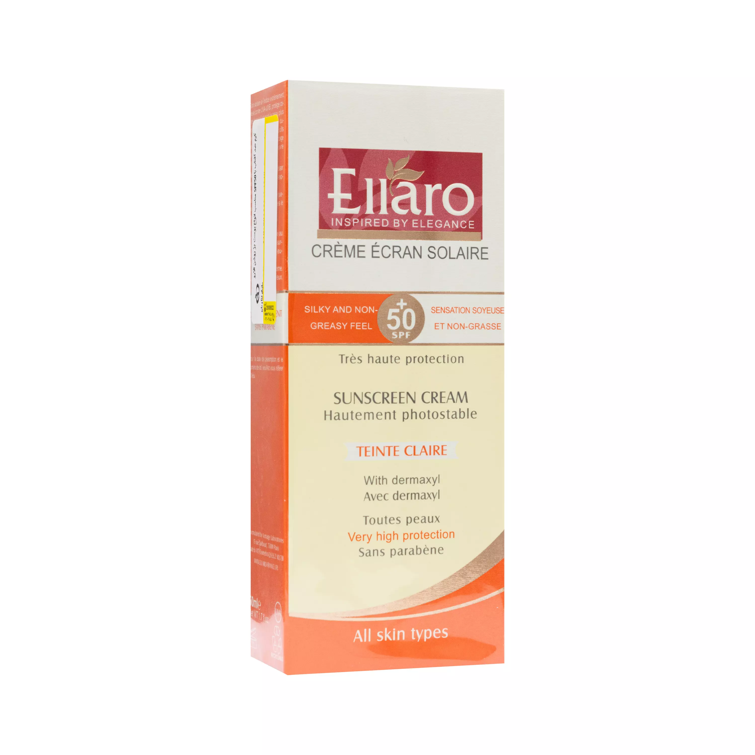 کرم ضد آفتاب +SPF50 انواع پوست بژ روشن الارو